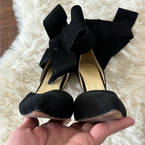 AMINAH ABDUL JILLIL Black Suede Bow Pumps  High Heels Sandals Shoes 8M - Picture 14 of 16